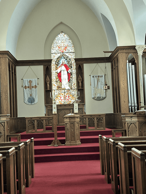 Inside St. Luke's aisle view