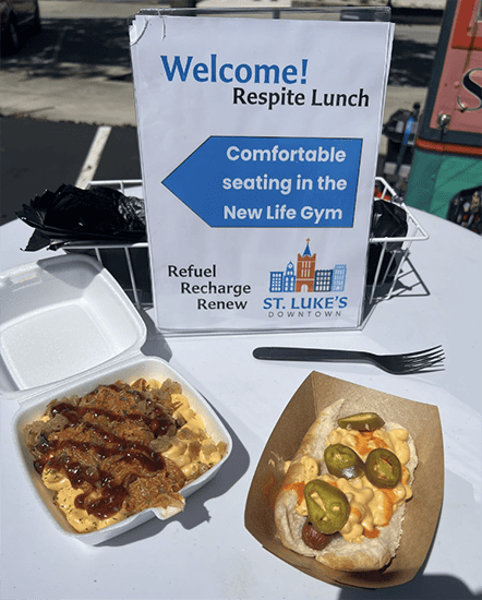 Welcome sign for Respite lunch hour