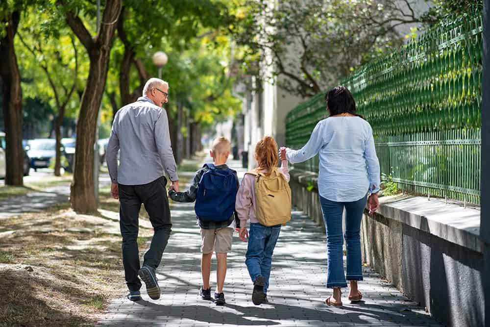 walking children to school